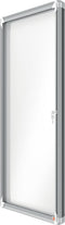 Nobo Premium Plus Afsluitbare Glazen Buitenvitrine Magnetisch met Zijslot voor 9xA4 Formaat - Zilver/Wit
