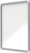 Nobo Premium Plus Afsluitbare Glazen Buitenvitrine Magnetisch met Zijslot voor 9xA4 Formaat - Zilver/Wit