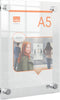Nobo Premium Plus Wandgemonteerde A5 Poster Frame voor Documenten, Posters - met Hoekmontage - Transparant Acryl