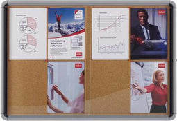 nobo vitrine, schuifdeur, metalen achterwand, 12 x DIN A4