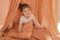 Nobodinoz dekbedovertrek 100x150cm Vera Eyelet - Sienna brown