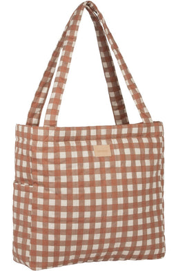 Nobodinoz - Hyde Park XXL Luiertas - Terracotta checks - Draagtas