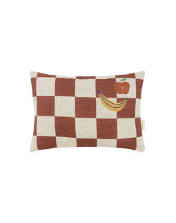 Nobodinoz Vibes Rechthoekig Sierkussen - 33x22x8cm - Maroon Checks Fruits