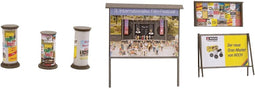 NOCH 14669 N Laser-Cut mini's reclamezuilen & reclameborden, elk 3 stuks Kant-en-klaar model