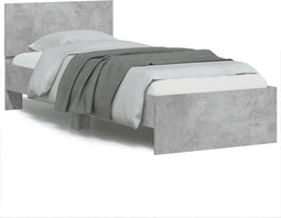 vidaXL - Bedframe - met - hoofdeinde - bewerkt - hout - betongrijs - 90x200 - cm