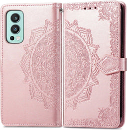 iMoshion Hoesje Geschikt voor OnePlus Nord 2 Hoesje Met Pasjeshouder - iMoshion Mandala Bookcase - Rosé Goud