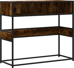 vidaXL - Wandtafel - 90x35x80 - cm - bewerkt - hout - gerookt - eikenkleurig