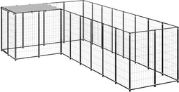 vidaXL - Hondenkennel - 6,05 - m² - staal - zwart