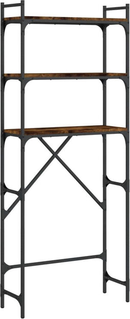 vidaXL - Wasmachinerek - 67x25x163 - cm - bewerkt - hout - gerookt - eikenkleurig
