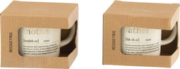 J-Line mok Boodschap Mother Father - keramiek - goud - 2 stuks