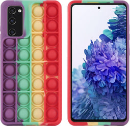 iMoshion Hoesje Geschikt voor Samsung Galaxy S20 FE Hoesje Siliconen - iMoshion Pop It Fidget Toy - Pop It hoesje - Rainbow