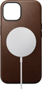 Nomad Modern Leather Case - Hoesje voor iPhone 15 - Nomad leder - Geschikt voor MagSafe en draadloos opladen - Bruin