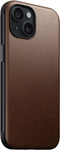 Nomad Modern Leather Case - Hoesje voor iPhone 15 - Nomad leder - Geschikt voor MagSafe en draadloos opladen - Bruin