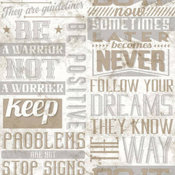 Noordwand Behang Friends & Coffee Words and Letters metallic en beige