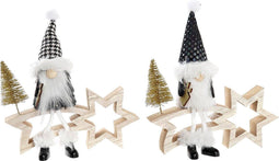 Kerstster DKD Home Decor Polyester MDF Ster (2 Stuks) (18 x 6 x 19 cm)