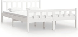 vidaXL - Bedframe - massief - hout - wit - 135x190 - cm