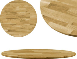 vidaXL - Tafelblad - rond - 23 - mm - 500 - mm - massief - eikenhout