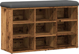 vidaXL - Schoenenbank - 82x32x50 - cm - bewerkt - hout - oud - houtkleurig