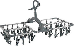 NordFalk hangend droogrek 59x34 cm met 36 knijpers - Wasrek inklapbaar - Droogcarrousel aluminium