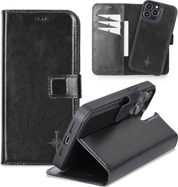 NorthLife - Geschikt voor iPhone 13 Pro Max - Lederen Afneembare 2-in-1 bookcase hoes - Zwart