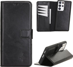NorthLife - Geschikt voor Samsung Galaxy S21 Ultra - Lederen Afneembare 2-in-1 bookcase hoes - Zwart