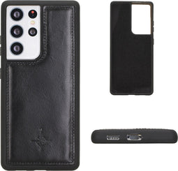 NorthLife - Geschikt voor Samsung Galaxy S21 Ultra - Leren Backcover hoes - Zwart