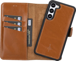 NorthLife - Geschikt voor Samsung Galaxy S23 Plus / S23+ - Lederen Afneembare 2-in-1 bookcase hoes - Cognac