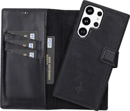 NorthLife - Geschikt voor Samsung Galaxy S23 Ultra - Lederen Afneembare 2-in-1 bookcase hoes - Zwart