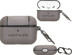 NorthLife - Haga lederen cover hoes - Geschikt voor AirPods Pro - Lichtgrijs