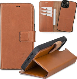 NorthLife - iPhone 13 - Lederen Afneembare 2-in-1 bookcase hoes - Cognac