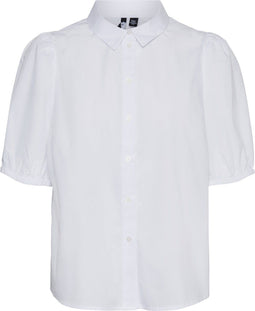 VERO MODA VMELLA ELASTIC SS SHIRT - Dames Blouse met Kraag en Korte Mouwen - M