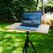 NOT A DESK Bamboe tripod bureau L - compact bureau - in hoogte en helling verstelbaar - mobiel zit sta bureau - draagbaar kantoor - multifunctioneel