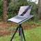 NOT A DESK Zwart tripod bureau S - MDF gerecycleerd hout - Made In Belgium - compact bureau - in hoogte en helling verstelbaar - mobiel zit sta bureau - draagbaar kantoor - multifunctioneel