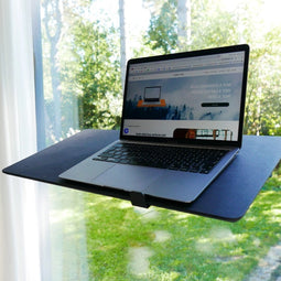 NOT A DESK Zwart zwevende bureau L - MDF hout - Made in Belgium - compact bureau - in hoogte en helling verstelbaar - mobiel zit sta bureau - draagbaar kantoor - multifunctioneel