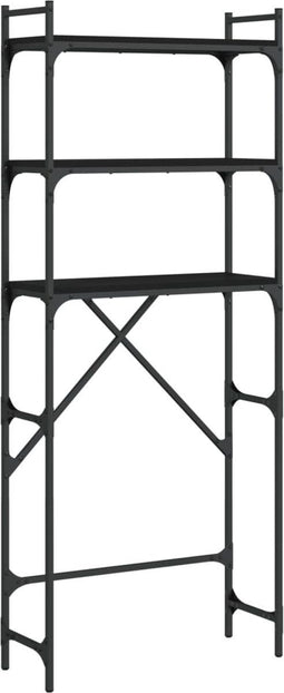 vidaXL - Wasmachinerek - 67x25x163 - cm - bewerkt - hout - zwart