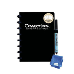 Notitieboek Correctbook uitwisbaar en herbruikbaar A5 lijn zwart 40blz + 4 extra pagina's