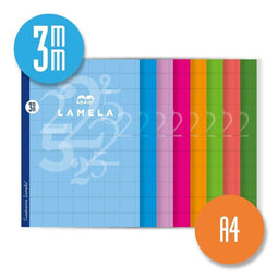 Notitieboekje Lamela 3X3 3MM 50 Lakens 10 Stuks Roosterbladen A4 Multicolour (10 Onderdelen)