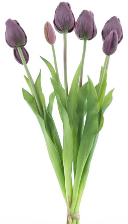 Nova Nature Nova Nature Zijden Kunstbloemen Tulpen Bundel Tulpen Bos Aubergine Paars