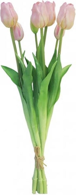 Nova Nature Zijden Kunstbloemen Kunst Bosje Tulpen Sally 47 cm - Roze