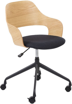 NOVATO - Bureaustoel - Lichthout/Zwart - Linnen