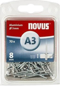 Novus Blindklinknagel A3 X 8mm, Alu SB, 70 st. - 045-0029
