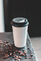 NOW Cup herbruikbare koffiebeker crème/zwart 12oz/340ml