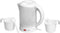 Lafe Elektrische Reis Waterkoker 0.6 Liter - Inclusief 2 Kopjes en Lepels - Kleine Waterkoker Voor Camping of Caravan Klein Formaat - 600W - Wit