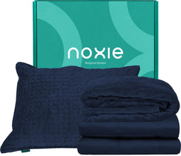 Noxie Premium Comfort Slaapbundel - Verzwaringsdeken 7 KG & Supersoft Hoes 150x200 cm - Traagschuim Hoofdkussen Nekklachten & Kussensloop 60 x 70 cm - Blauw