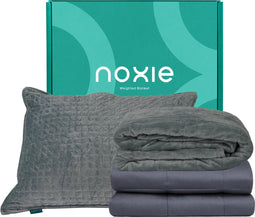Noxie Premium Comfort Slaapbundel - Verzwaringsdeken 7 KG & Supersoft Hoes 150x200 cm - Traagschuim Hoofdkussen Nekklachten & Kussensloop 60 x 70 cm - Grijs