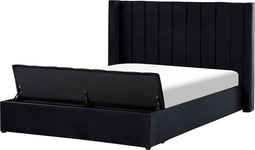 NOYERS - Bed met opbergruimte - Zwart - 160 x 200 cm - Fluweel