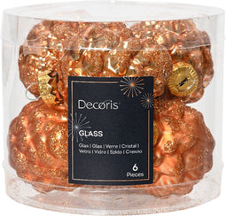 denappel glas d5h7 cm rood kpr ass 6st kerst
