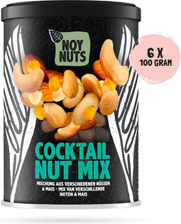 NoyNuts - Cocktail Nut Mix - Licht gezouten notenmix - Snack Cans (6 x 100 gram)