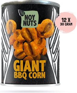 NoyNuts - Giant BBQ Corn - Gepofte & Gebakken Mais met BBQ smaak - Snack Can (12 x 30 gram)