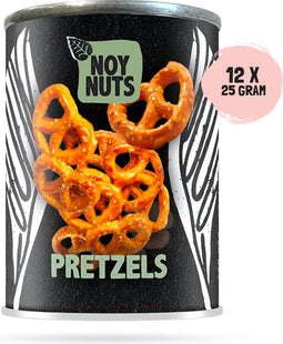 NoyNuts - Licht gezouten Pretzels - Pretzels - Snack Cans (12 x 25 gram)